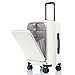 Simcat Carry On Suitcase, 20-Inch Cabin Suitcase with Front Zipper Pocket, PC+ABS Lightweight Airline Approved Luggage with Cup Holder, TSA Lock, Silent Wheels (White,20 in/54cm)
