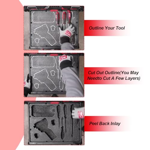 Aulpq Packout foam inserts for Milwau-kee Packout 48-22-8435 Compact Organizer