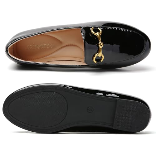Image of Minorsu Buckle Loafers for Women Slip On Round Toe Dress Flats Business Casual Work Driving Shoes