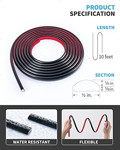 Art3d 10 Ft Peel and Stick Trim for Backsplash Tile Edge, Self-Adhesive Liner for Corner Decor in Black