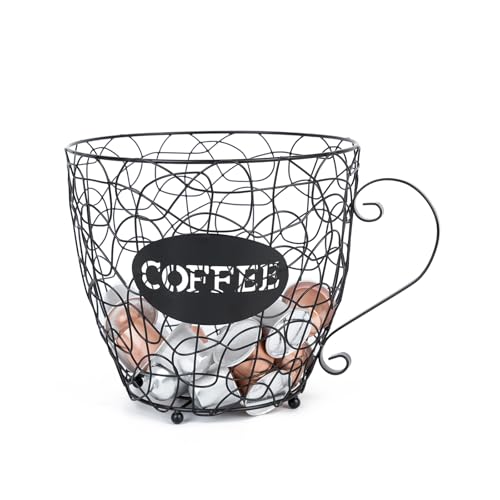 Coffee Pod Holder, Super Large Capacity Capsule Basket for KCup, XL Metal K Cup Storage,Coffee Bar Organizer for Kitchen Dinning Room Office Home Cafe Hotel (Black)