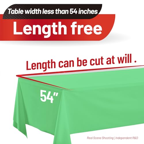 Image of Plastic Table Cloth, 110 Ft X 54 In Plastic Table Cloth Disposable Sage Green Tablecloth Premium PEVA with Any Cut Sliding Cutters Disposable Tablecloth for Picnics, Parties, Birthdays, Festivals