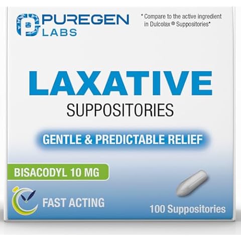 Puregen Labs Bisacodyl Laxative Suppositories Cover