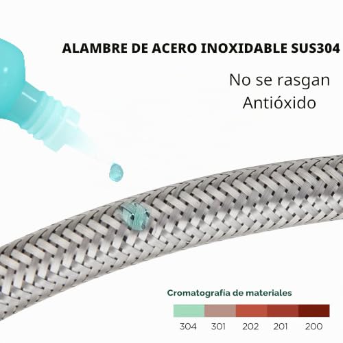 Codo 1/2 (90°) x 1/2 BSP con latiguillos de fontanería flexibles de 40 cm 6