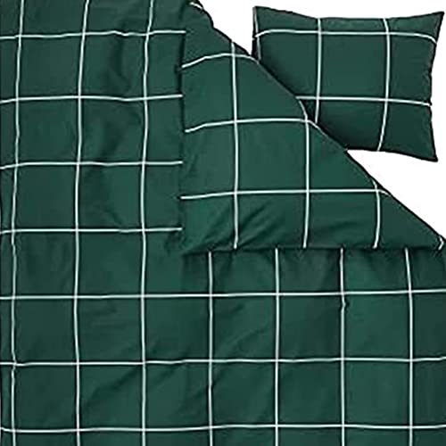 Couturebridal Green Plaid Duvet Cover Queen Size Soft Dark Green Buffalo Check Duvet Cover Geometric Printed Bedding Set 3 Pieces Microfiber Comforter Cover With Zipper Closure Ties For Men Women #TOP5