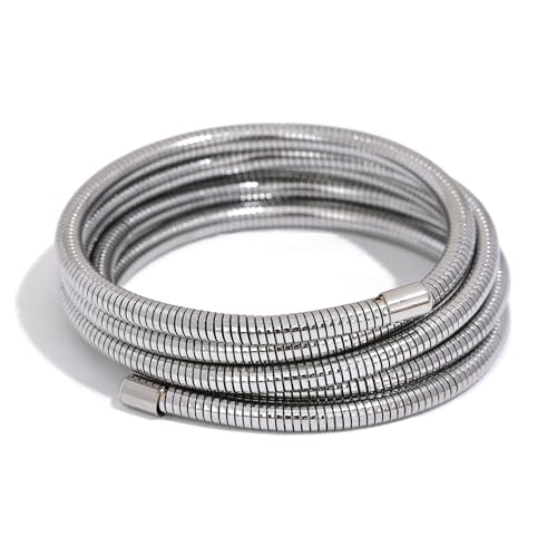 Mchic Small Wrist Bracelet Stack for Women Trendy: Multi-Layer Coil Stretch Bracelets 18k Gold Plated/Silver Simple Wrap Bracelets Elastic Bangles Gold Jewelry Gifts for Women