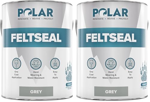 Polar Felt Seal - Waterproof Felt Sealant for Shed Roofs & Garage Roofs - One-Coat Repair - Prevent and Stop Leaks & Cracks - No Primer Needed - Grey - 2.5L (Pack of 2) option