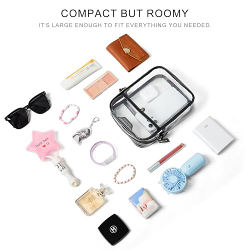 Image of LATMAP Clear Bag for Stadium Events 12x6x12 Clear Purse with 3-Zipper Pockets Crossbody Handbag Tote for Concerts Sports