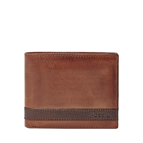 Fossil Men’s Quinn Leather Bifold with Flip ID Wallet, Brown, (Model: ML3644200)
