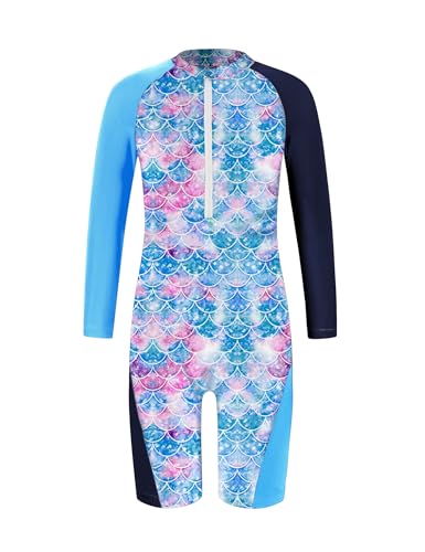 Girls Rash Guard Swimsuits Toddler Long Sleeve Zipper One Piece Swimwear UPF 50+ Sun Production Bathing Suit for Kids