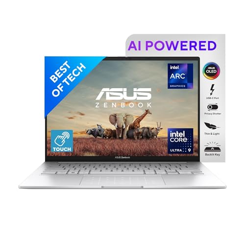 Image of ASUS Zenbook 14 OLED, Intel Core Ultra 9 185H, 14.0-inch 3K OLED 120Hz, Thin & Light Laptop, Intel Arc(32GB /1TB SSD /Win11 /Office 2021 /Touch Screen /Backlit /75WHr /Foggy Silver /1.28 Kg), UX3405MA-PZ961WS