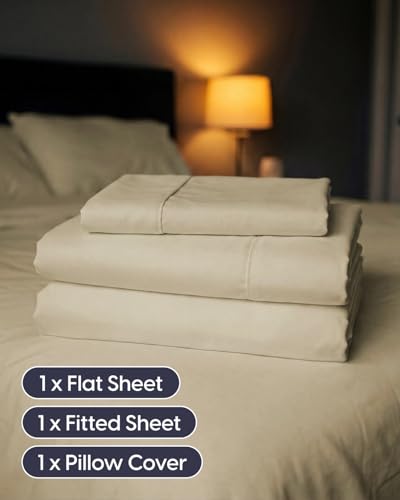 Image of Sleepy Town Twin Size Bed Sheets - 3 Piece - Twin Sheet Set - Extra Soft, Comfy & Cooling - Easy Care - Shrinkage, Wrinkle & Fade Resistant - Brushed Microfiber - Deep Pocket Bed Sheets (Beige)