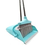 Xifando Extendable Long Handle Broom and Dustpan Set, Stainless Lightweight Upright Standing Broom...