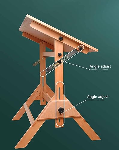 ZGLINMZ Adjustable Folding Table - Solid Wood Drafting Desk with Tilting Top & Height Adjustment - Perfect for Writing, Art, Crafts, Office & Home Use - Image 2