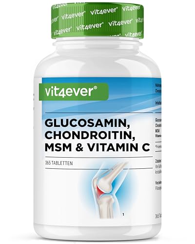 Glucosamina Condroitina MSM - 365 Comprimidos - Altamente dosificado con 2000 mg al día - Suministro para 3 meses - Sin aditivos no deseados
