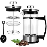 ☕【Hochwertiges Material】 Kaffeebereiter bestehen aus dickem Borosilikatglaskörper und Edelstahl 304. Der hitzebeständige Becher aus Borosilikatglas und der Griff schützen den Benutzer vor kochendem Wasser, können dem sofortigen Temperaturunterschied von 200 ℃ standhalten und halten gleichzeitig die Innentemperatur der Kaffeemaschine aufrecht.