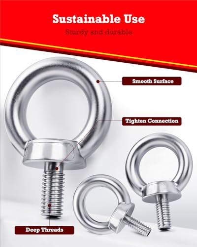 YOOPIN Ringschraube M6, 6 Stück Ösenschrauben, 304 Edelstahl Augenschraube, Ringschraube mit Gewinde, Ringschraube Edelstahl für Befestigungstechnik und Verschiedene Technische Hebevorrichtungen