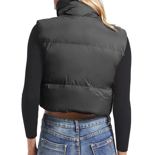 Zando Cropped Puffer Vest Women Sleeveless Outerwear Winter Vest Tops Jackets Lightweight Vests for Women 2025 Trendy Zip2
