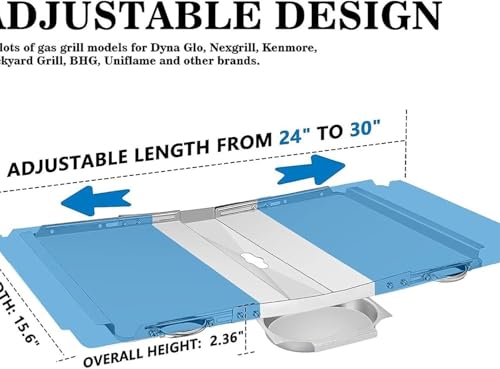 Grill Drip Pans Replacement, 24" - 30" Adjustable Grease Tray witn Catch Pan, Stainless Steel Outdoor BBQ Drip Pan, Adjustable Grease Tray Drip Tray - Image 2