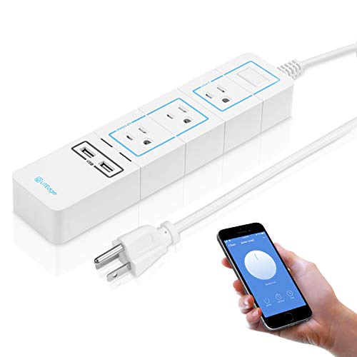 LITEdge Smart Power Strip, Wi-Fi Accessible 3 AC Outlets 2 USB Ports, Compatible with Alexa, No Hub Needed, Control with App on Phone, Surge Protected