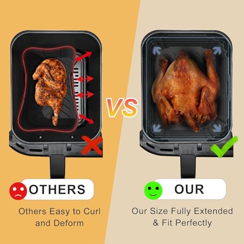 HONYAO Dual Zone Heißluftfritteuse Silikonform, 2 Stück Airfryer Zubehör Rechteckig Air Fryer Einsätze Backform kompatibel mit Ninja Foodi cookwise COSORI Anderen Doppelkammer 7,6-10 L