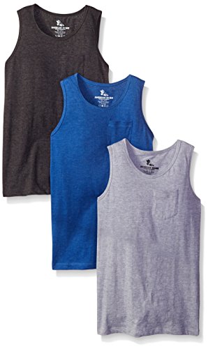 American Hawk Big Boys 3 Piece Pack Pocket Tank Top, Marled Royal/Charcoal/Heather Grey, 8