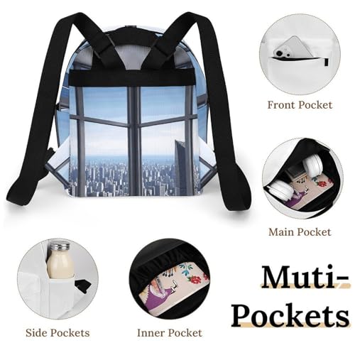 Mochila para mujer Skyscraper Buildings impermeable que evita golpes en laptop con base solida 4