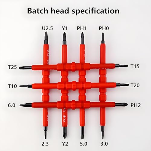 Image of Insulated Screwdriver Set for Electricians - Ergonomic Handle, Magnetized Tips, Durable for Electrical Work, Receptacle & Outlet Screwdriver, Multi-Tool (8 in1)