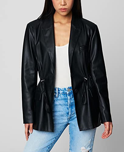 [BLANKNYC] Womens Vegan Leather Blazer with Drawcord Waist, Comfortable Coat & Stylish Jacket4