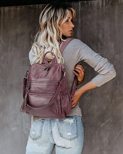 Image of Uromee Travel Backpack Purse for Women Vegan Leather Ladies Fashion Tassel Shoulder Bag Convertible
