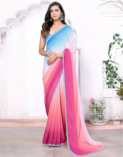 Image of Avantika Fashion Women's Amazing Plain Georgette Saree With Blouse Piece
