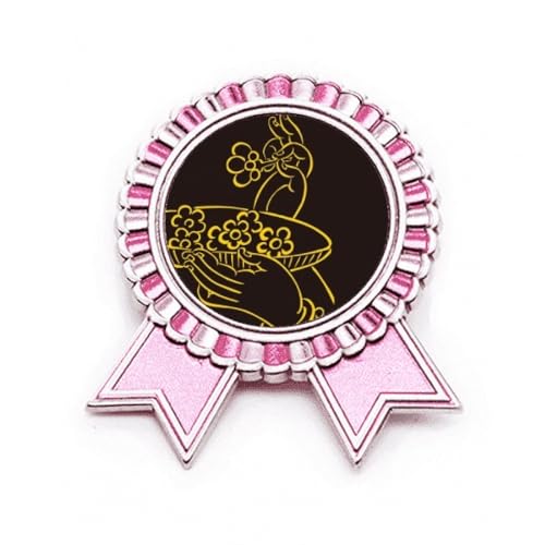 Broche en forme de main fleur rose en métal taille M pour veste