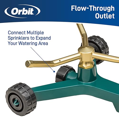 Image of Orbit 58257N Lawn and Garden 3-Arm Metal Sprinkler with Wheel Base (Pack of 3)