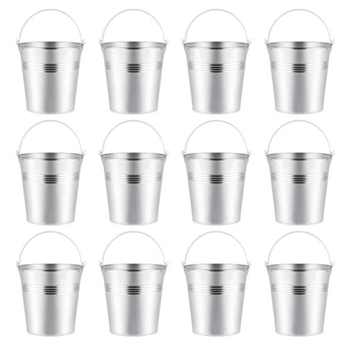 Nuobesty Small Buckets For Party Favors Serving Buckets, Mini Metal Bucket Set 12Pcs, Mini Tinplate Buckets, Ice Buckets, Snack Buckets For French Fries Planting Flowers Candies #TOP1