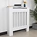 Bakaji Copritermosifone in Legno MDF 78 x 19 x H82 cm Copertura Radiatore Calorifero Cover Copri Termosifone con Mensola Ripiano Superiore e Decorazione a Listelli Verticali Design Moderno Bianco