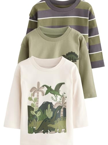 NEXT Ragazzo Confezione da 3 T-Shirt Stampate a Manica Lunga | Bambino, Standard, Pull On, 100% cotone, Lavabile in lavatrice