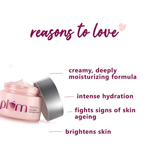 Plum Skin Renewing Night Face Cream, Overnight Cream For Dry And Aging Skin, Gentle For Sensitive Skin, Shea Butter, Hyaluronic Acid Cream For Face, Ultra Hydrating, Cruelty Free For Women 1.7 Fl Oz #TOP3