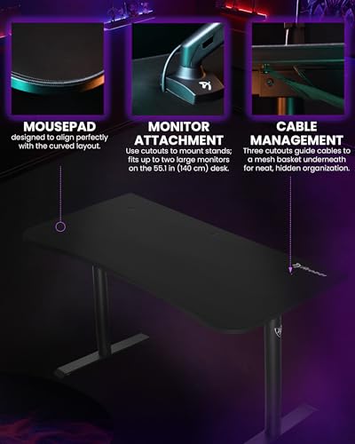 Image of Arozzi Arena Medium Gaming Desk Pure Black