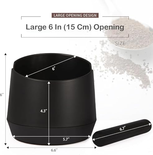 Image of Large 6 Inch / 15 cm Espresso Knock Box with Removable Knock Bar & Non Slip Base Espresso Coffee Machine Accessories for Home or Cafe Black