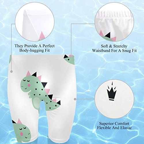 Traje de baño de natación blanco con estampado de dinosaurio multicolor 2