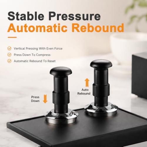 Image of Supvox Stainless Steel Coffee Tamper Dual Spring Ergonomic for Espresso | 90 Horizontal Support Structure, Threaded Stable Base, Even Pressure Distribution for Uniform Coffee Powder Tamping