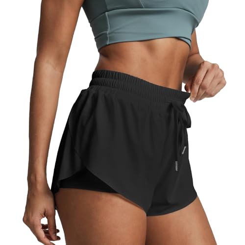 TYXHXTF Diseño 2 en 1: Los Shorts Exteriores fluidos con los Fondos Interiores Ajustados te Permiten moverte con flexibilidad sin restricciones.