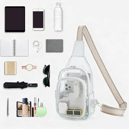 Sac de poitrine transparent et convertible en PVC robuste avec sangle ajustable mode