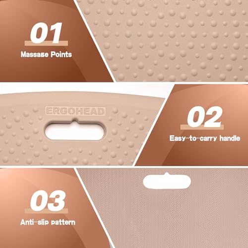 Image of 3 /4 Inch Portable Anti Fatigue Standing Mat with Massage Points, Comfort Foot Standing Pad for Office Desk with Handle, Cushioned Kitchen Mat for Office & Home (Rose Gold, 17 inch X 22 inch)