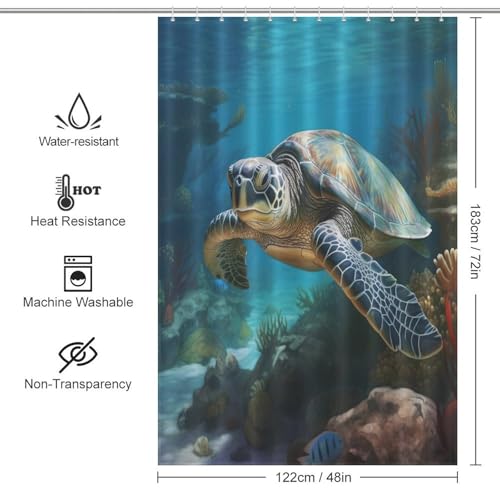 Rideau de douche tortue de mer en polyester imperméable 122x183cm - 4