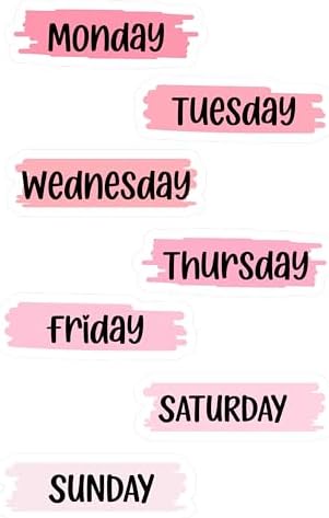 Large Weekday Stickers, Pink Day of The Week Stickers, Monday Through Friday, Weekends, Labels for Journal, Planner, Calendar, Diary, 3.5" Inch, 7 Pieces (Pink) image 2