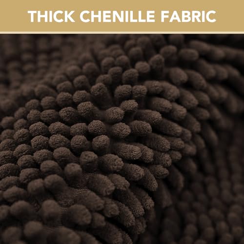 Image of H.VERSAILTEX Dog Door Mat for Muddy Paws Absorbent Dirt Trapper Non Slip Quick Dry Washable Chenille Mats for Dogs Entry Rug for Indoor Outdoor (Chocolate, 24 inch x 36 inch)