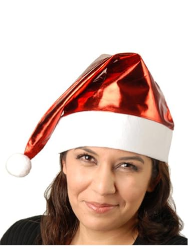 U.S. Toy Metallic Santa Hat, Red / White, One Size, (XM529)