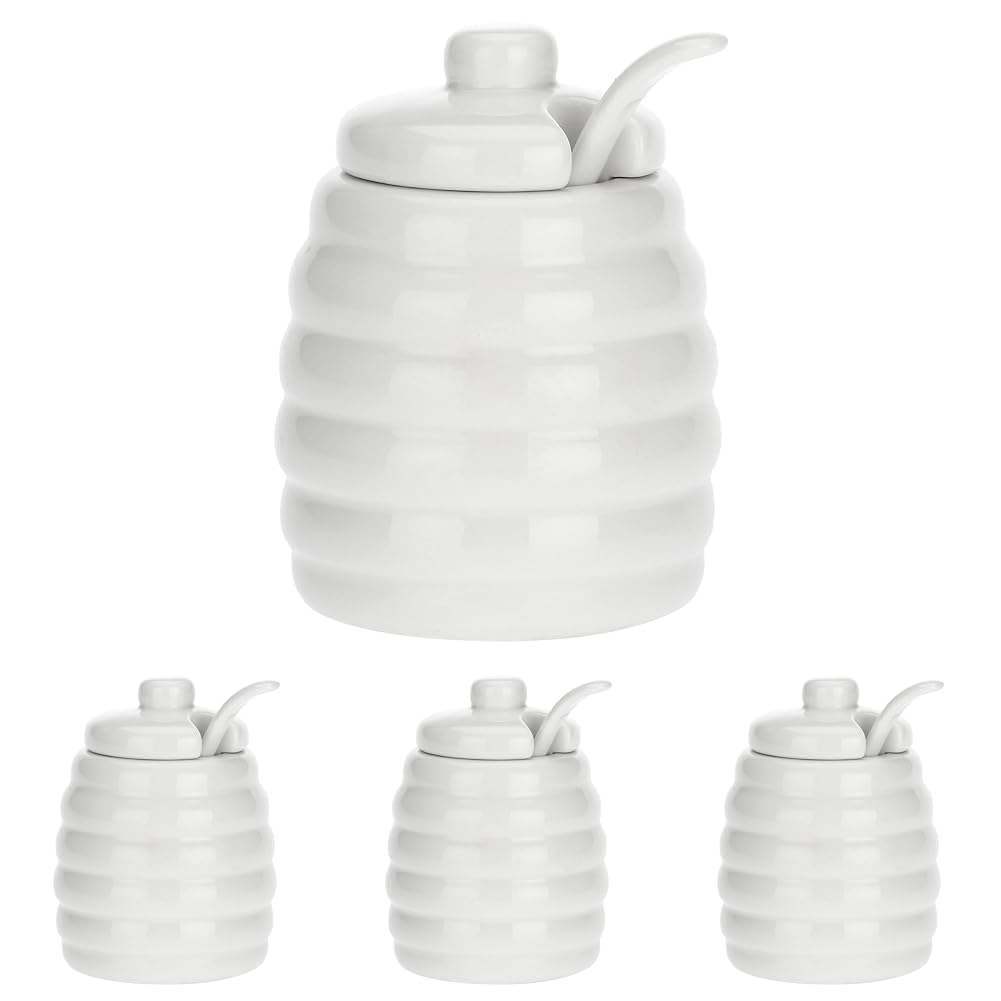 Sucrier avec cuillère la Porcellana en porcelaine blanche raffinée