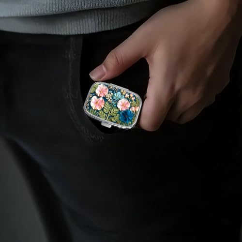 Image of Pill Box-2 Compartment Small Pill Case Portable for Pocket & Purse Single Pill Carrier Pill Container to Hold Vitamins Medication Fish Oil and Supplements BPA-Free